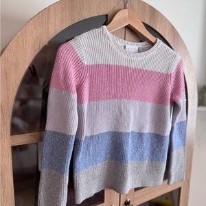 The Children’s Place Girls Pink & Blue Striped Sweater Size 7/8 Cozy Knit